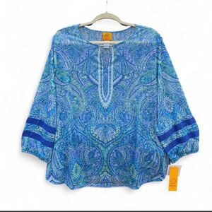 Ruby Rd. Paisley Burnout Lace Top 2X Blouse NWT